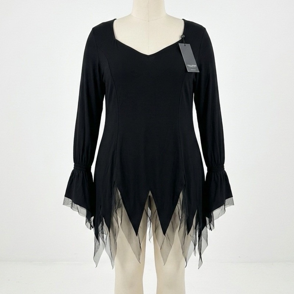 RARE Killstar Distressa Black Gothic Witchy Long Sleeve Blouse Top NWT Plus 3XL